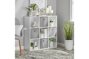 9-Cube Storage Organizer - White Finish - Versatile Compartments for All, Featuring 4 Open and 5 Closed Shelves, 11"x11"x11" 