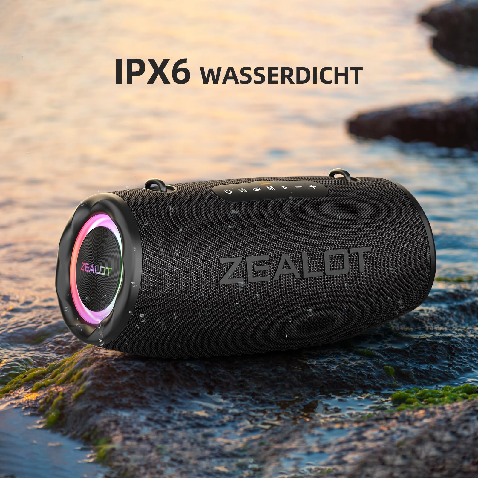 ZEALOT Bluetooth Lautsprecher,Musikbox Bluetooth Box für Draußen,80W Stereo Sound,BassUp, 16000mAH Akku,AUX Port,USB,Micro SD/TF,USB-C,Bluetooth 5.2,IPX6 Waterproof,für Camping, Pool,Garten 3