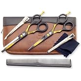 Stonli Hairdressing Scissors for Hair Cutting - Stainless Steel 6 inch Hair Scissors with Sharp Edge Barber Scissors - Hair Cutting Scissor with Pouch for Salon, Home, Men, Women