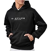 VPG Mens Black Hoodie, Oversized Graphic Plain Fleece Hooded Pullover Hooded Streetwear Sweatshirts with Pockets