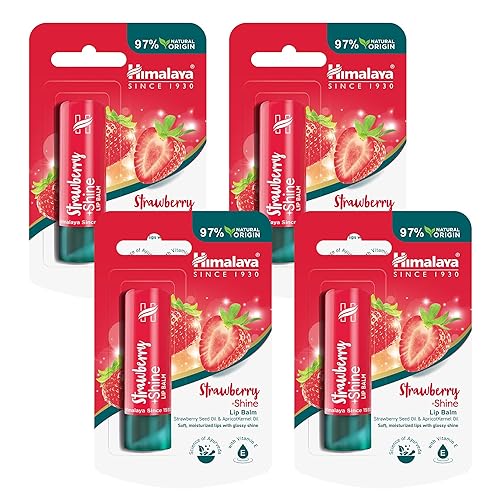 Himalaya Strawberry Shine Lip Balm with Strawberry Seed Oil- 4.5g (Pack of 4)