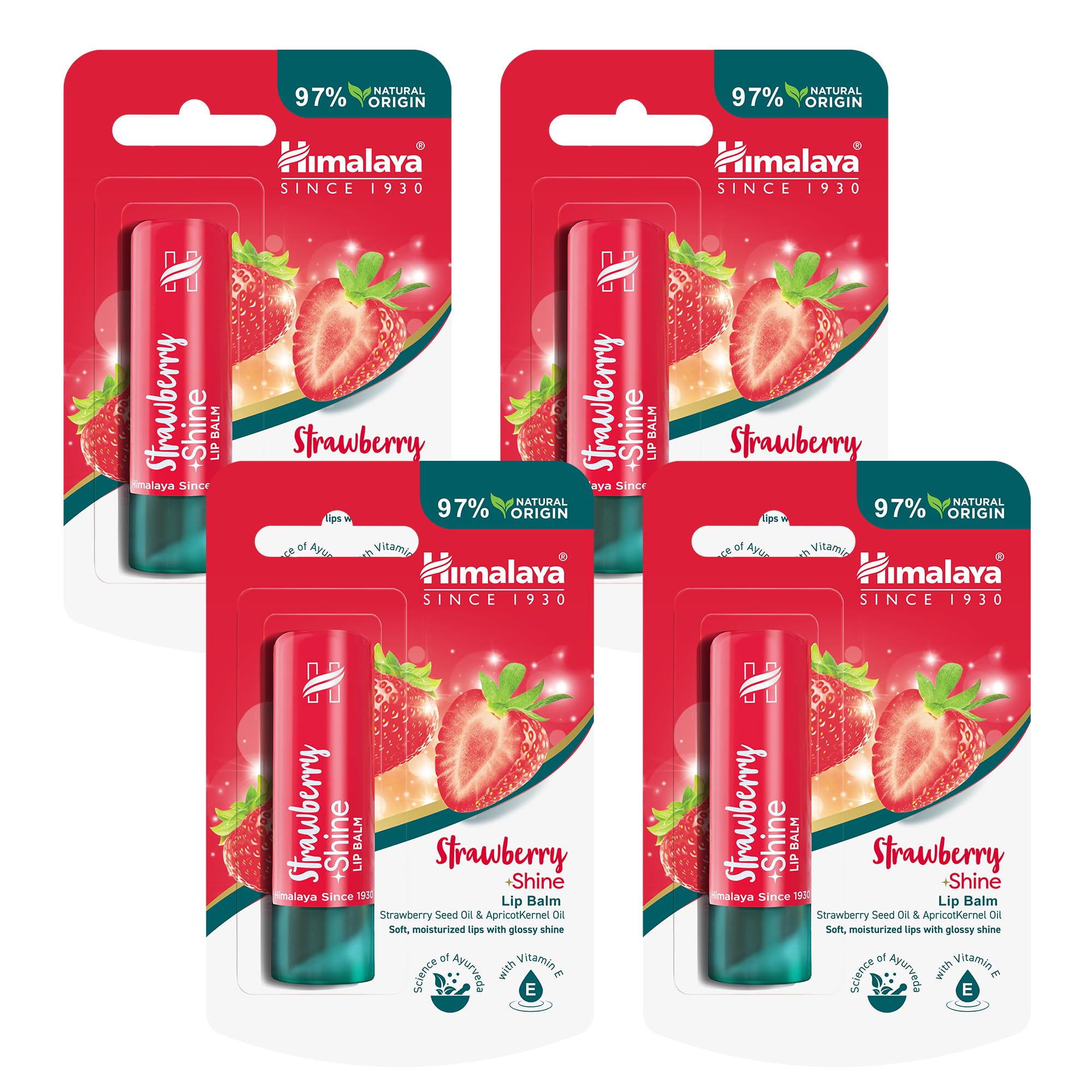 Himalaya Strawberry Shine Lip Balm with Strawberry Seed Oil- 4.5g (Pack of 4)