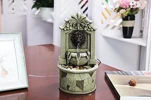 CHENGPIN Lion's Head Fountain Indoor Fountain Felaxation Fountain Fountain for Home and Office Beige