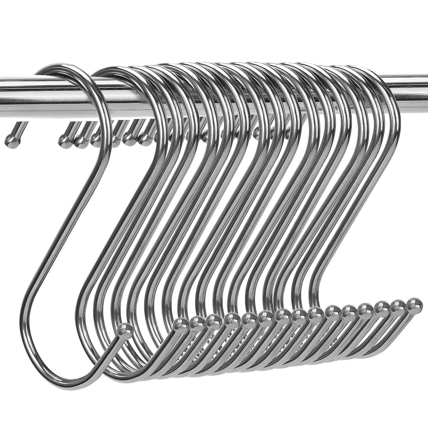 S Hooks for Hanging, Heavy Duty 304 Stainless Steel, 16 Pack Large S Shaped Hooks