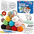HEJIN 10x50g Yarn Gift Set for Crocheting and Knitting; Cotton Yarn with Crochet Tools for Crocheting; Yarn for Beginners Crochet Kit Making; Great for Christmas, Birthdays for Crochet Lovers