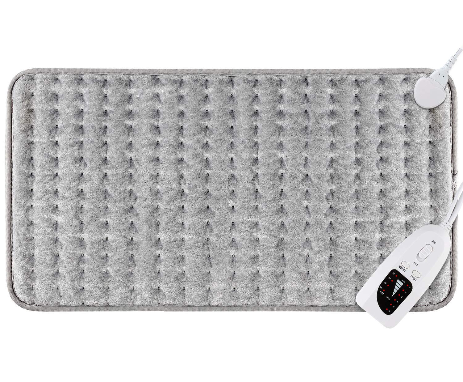 DIZA100 Heating Pad with Auto Shut Off, Fast Heating Technology, Machine Washable,Soft Flannel Safe Electric Heat Pad for Body Relaxation (12 x 24 inches)(Silver Grey)