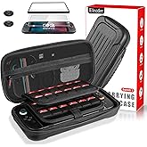 ELECDER for Nintendo Switch 2 Case Black - Protective Carrying Case with 24 Games Cartridges, 2 Screen Protectors, 2 Thumb Grip Caps, Hard Shell Carry Travel Pouch Bag for Console, Accessories