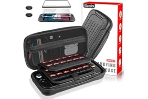 ELECDER for Nintendo Switch 2 Case Black - Protective Carrying Case with 24 Games Cartridges, 2 Screen Protectors, 2 Thumb Grip Caps, Hard Shell Carry Travel Pouch Bag for Console, Accessories