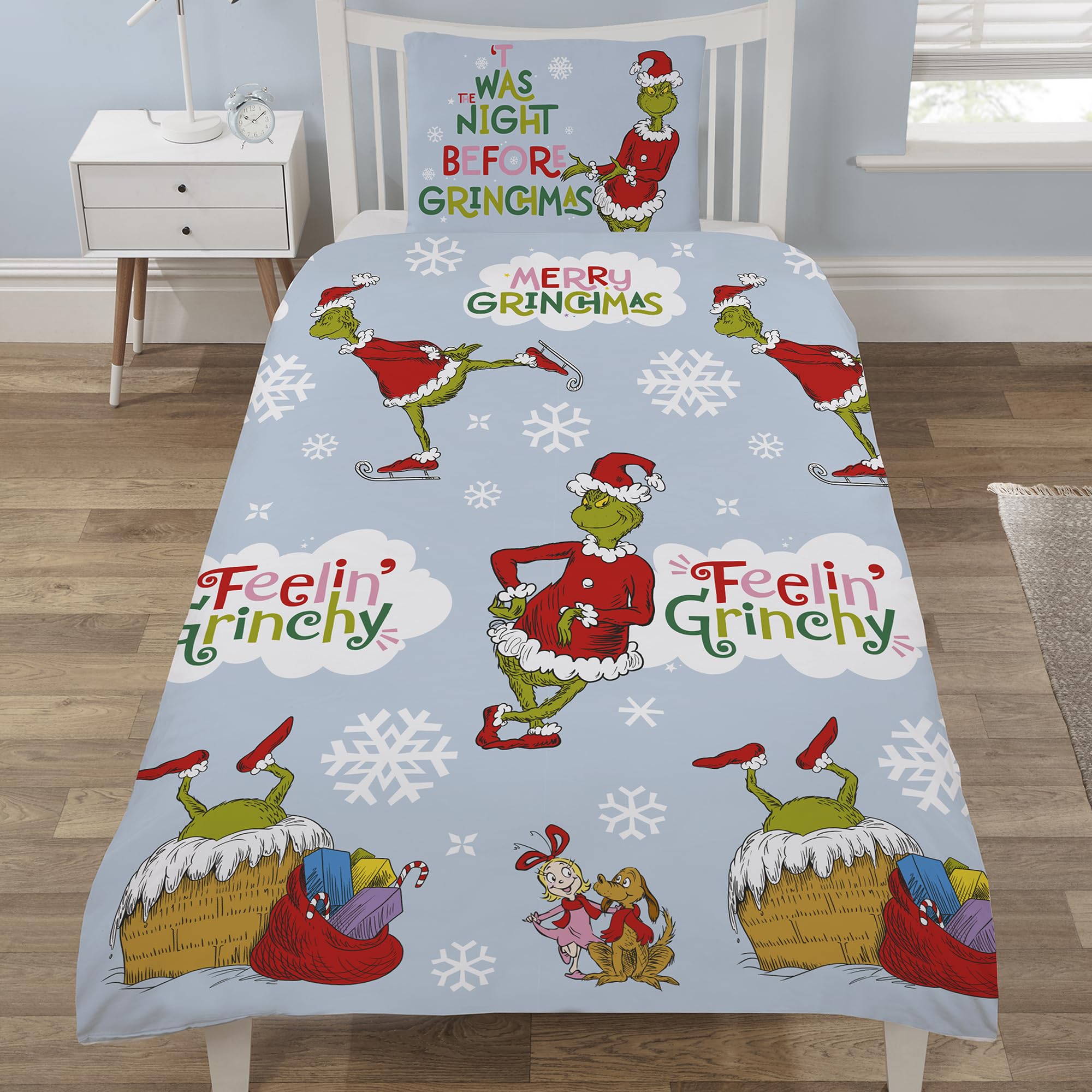 Coco Moon The Grinch Feelin Grinchy Single Duvet Cover Set | Grinch Single Duvet Set, Christmas Bedding, Christmas Duvet Cover, Single Bedding Sets, Duvet Cover Sets For Boys & Girls