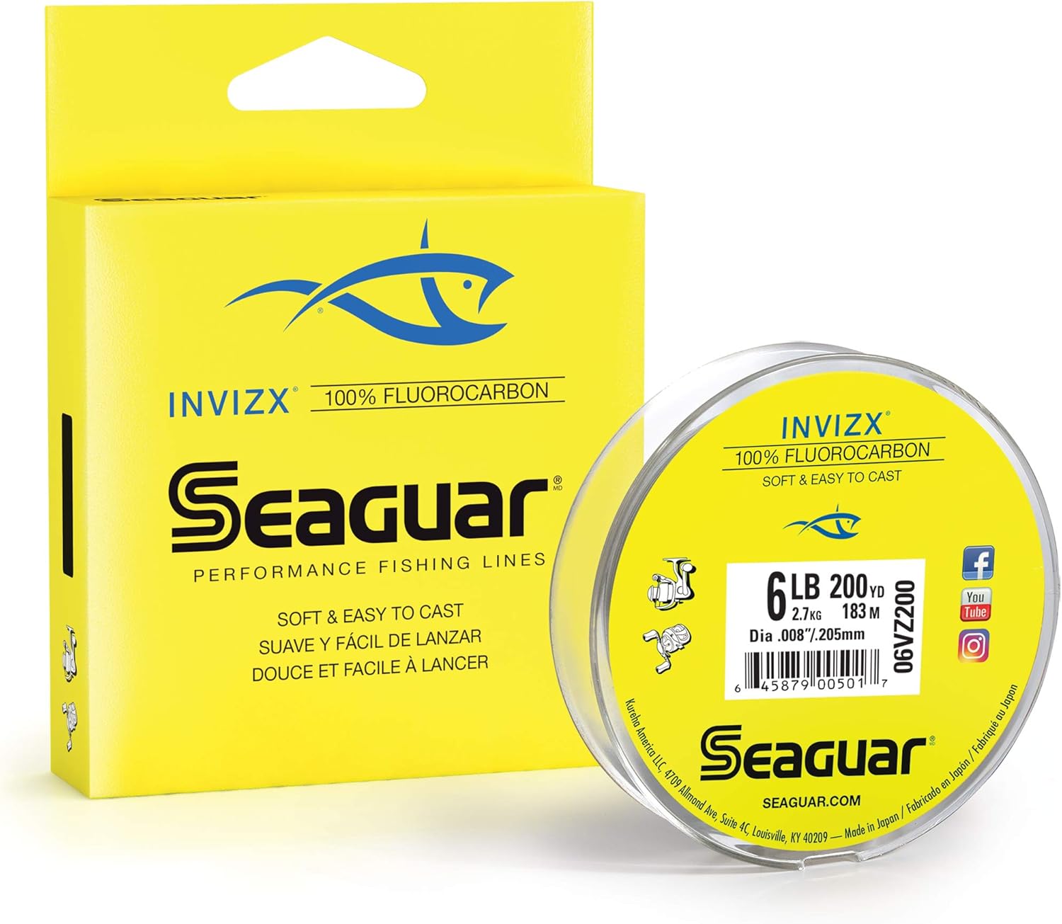 Seaguar Invizx 100 Fluorocarbon 200 Yard Fishing Line Amazon.co.uk
