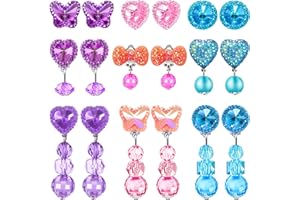 Hicarer 9 Pairs Girls Clip on Earrings Pretend Princess Play Earrings Jewelry Set (Lovely Colors)