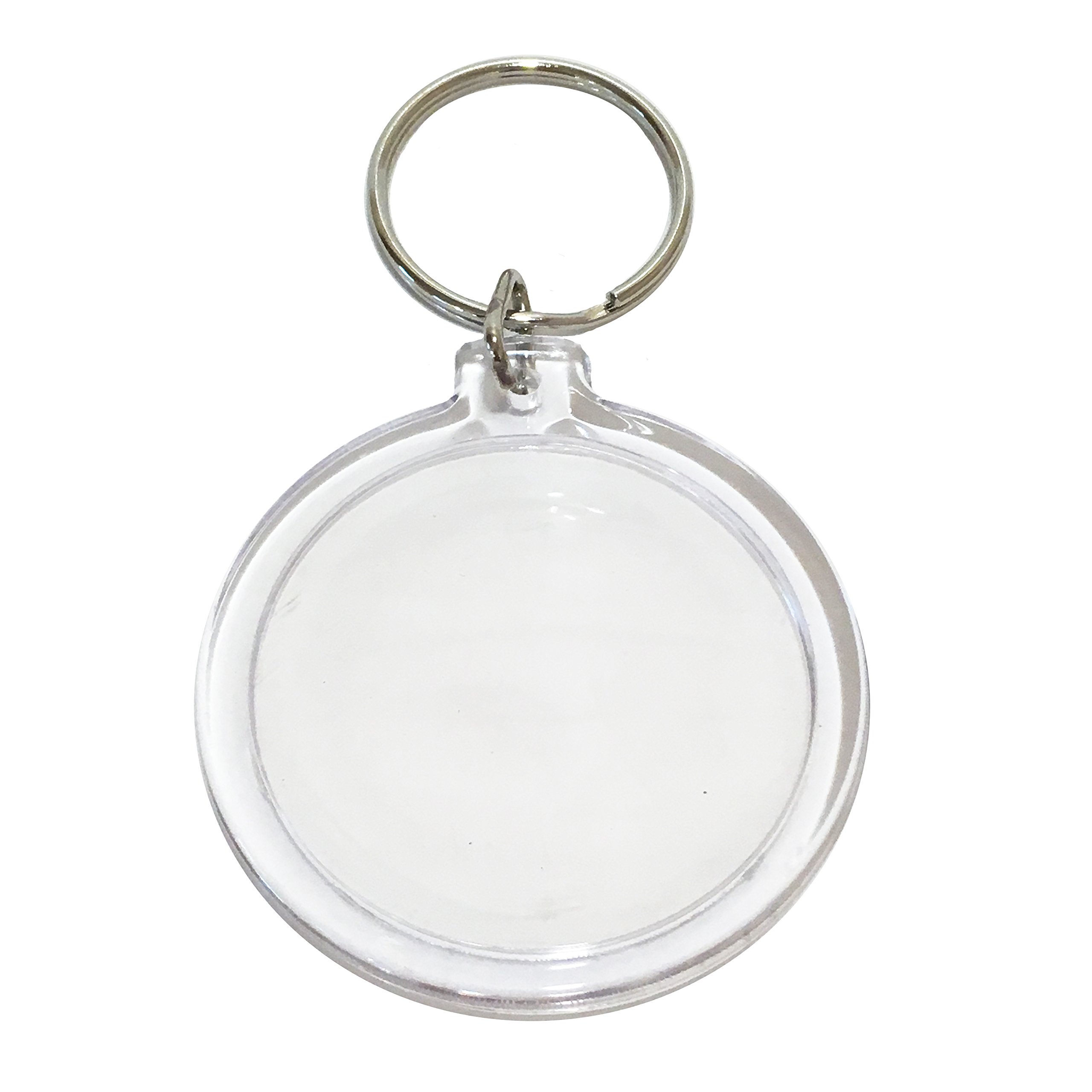 10 Clear Acrylic Snap In Round Photo Keychains 7.9cm x 4.5cm