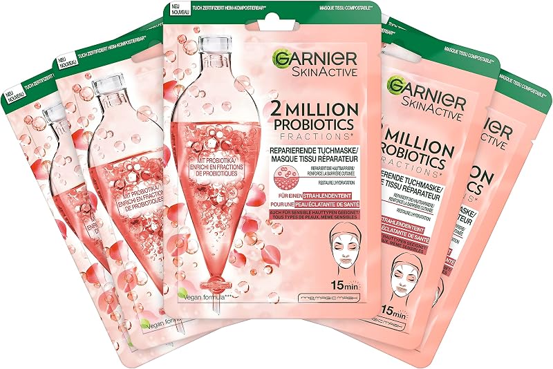 Garnier SkinActive 2 Million Probiotics Repairing Cloth Mask Pack of 5