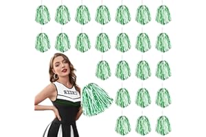 DILIBRA 24 Pcs Metallic Cheerleading Pom Poms for Kids, Cheerleaders Cheer Pom Poms with Baton Handle, Cheering Squad Hand Flower for Adults Team Spirit Sports Game Dancing Party