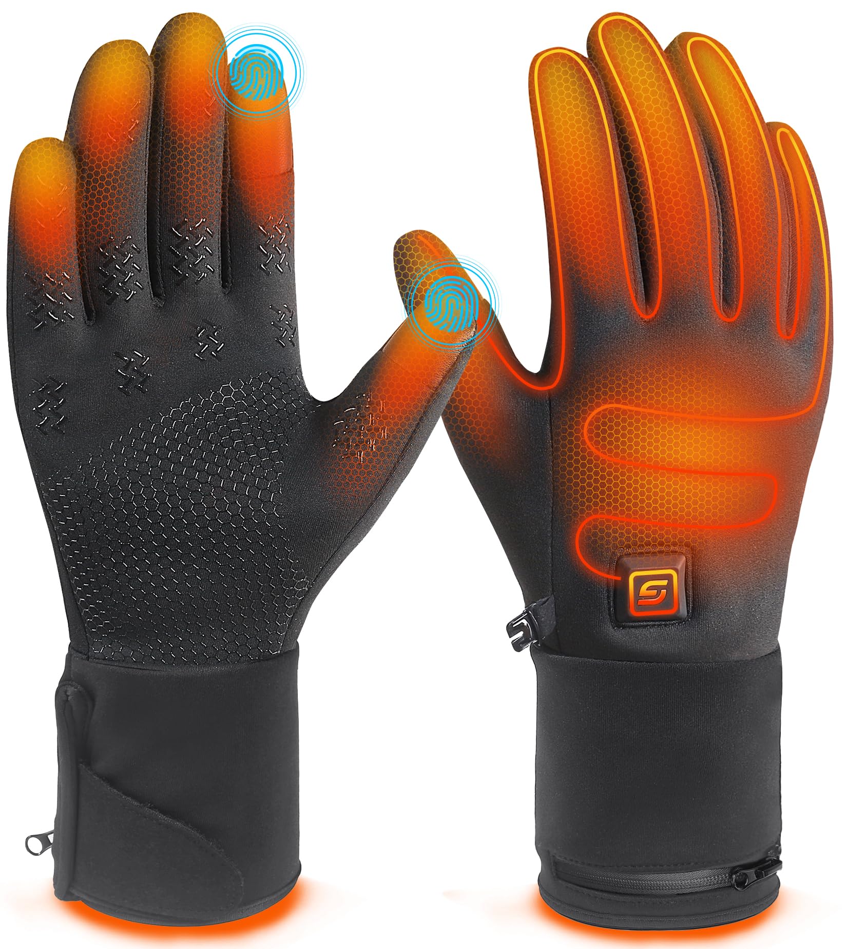 Photo 1 of ES Tech Heated Gloves with 3000mAh Rechargeable Battery,Heated Gloves for Men Women with Touch Screen, Thin Heating Gloves for Winter Work Ski Hunting