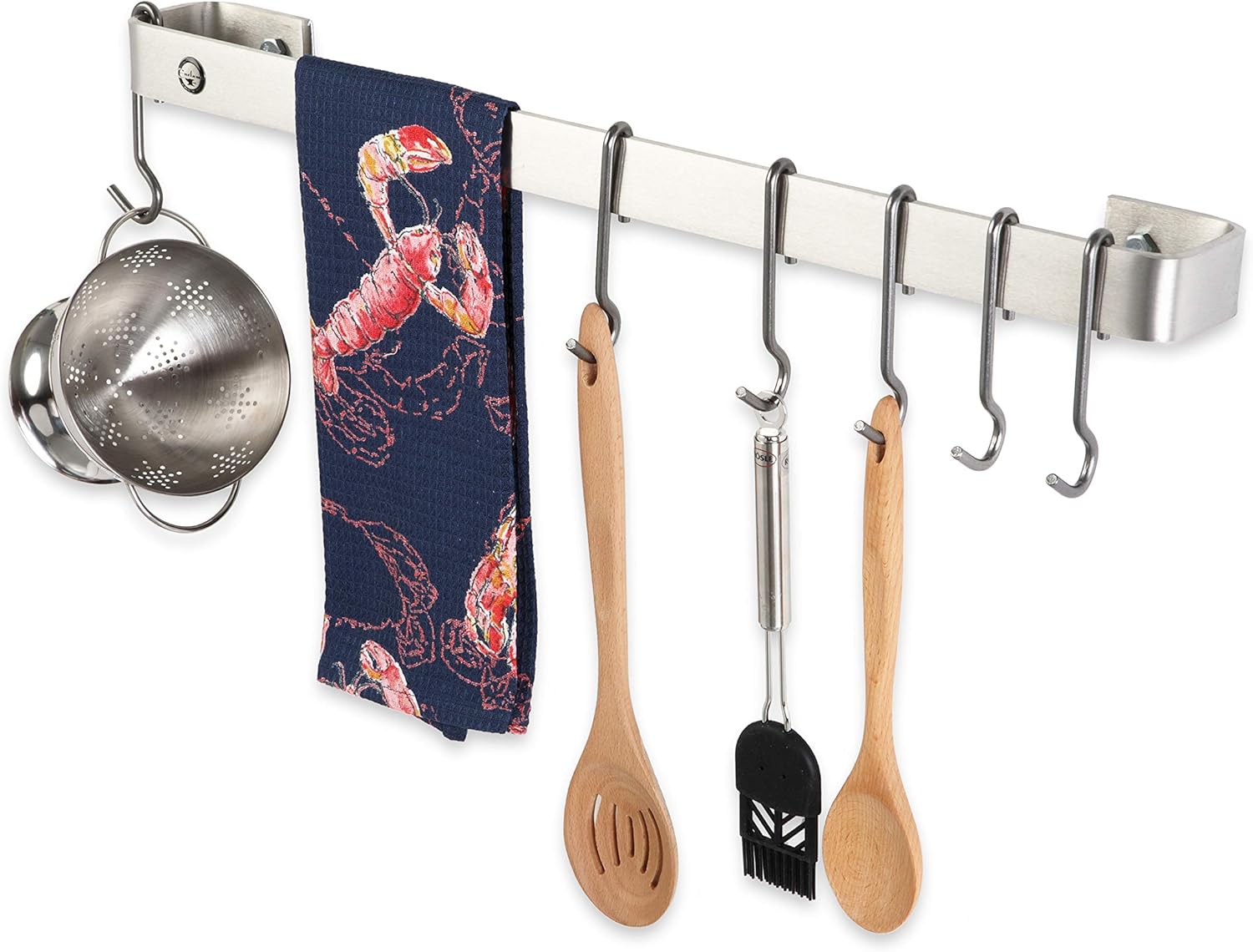 Handcrafted 36" Utensil Bar w 6 Hooks Stainless Steel