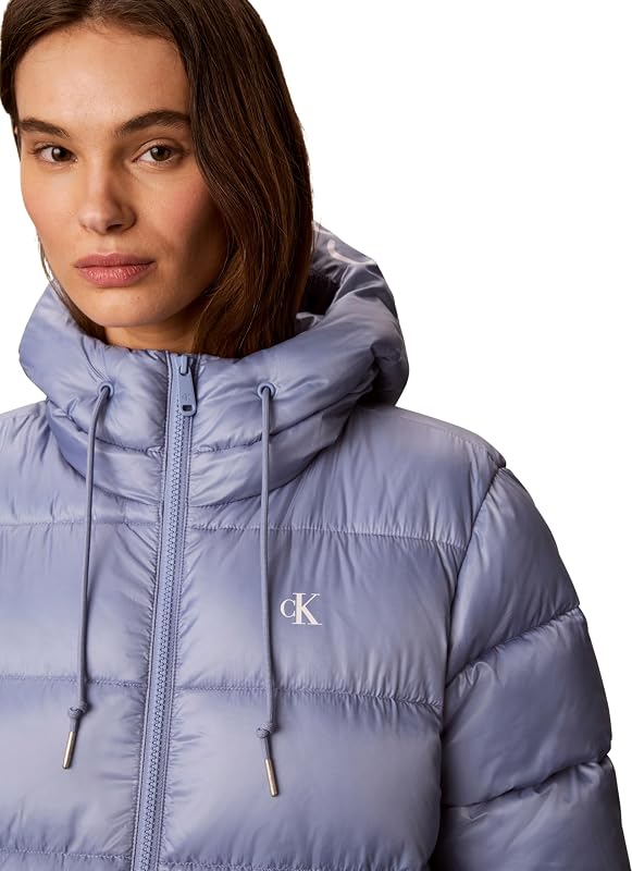 Donna Giaccone Imbottito Mid Logo Puffer con Cappuccio, Rosa (Stonewash), M