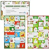 Iconikal 600-Count Christmas Gift Tags Labels with Assorted Printed Designs for Boxes, Bags, Stocking Stuffers, Self-Adhesive, Party Favors, and More