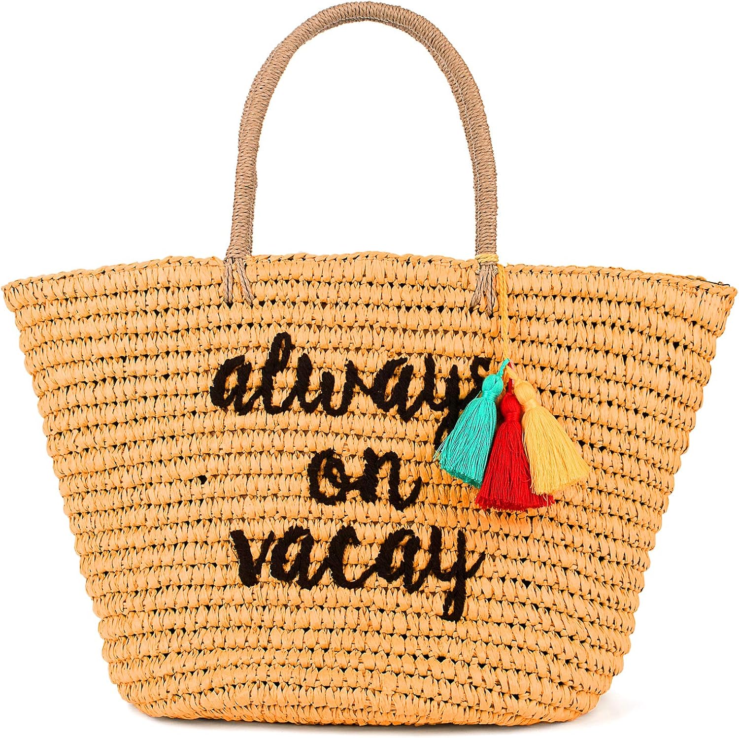 Embroidered Beach Sayings Tote Bag Always On Vacay Amazon.ca Shoes