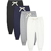 Resinta 4 Pack Toddler Girls Sweatpants Girls Athletic Jogger Pants with Drawstring Pockets Kids Casual Pull On Pants