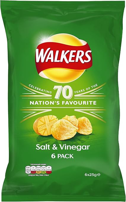 Walkers Salt and Vinegar Crisps, Pack of 6 x 18 (Total 108 Units ...