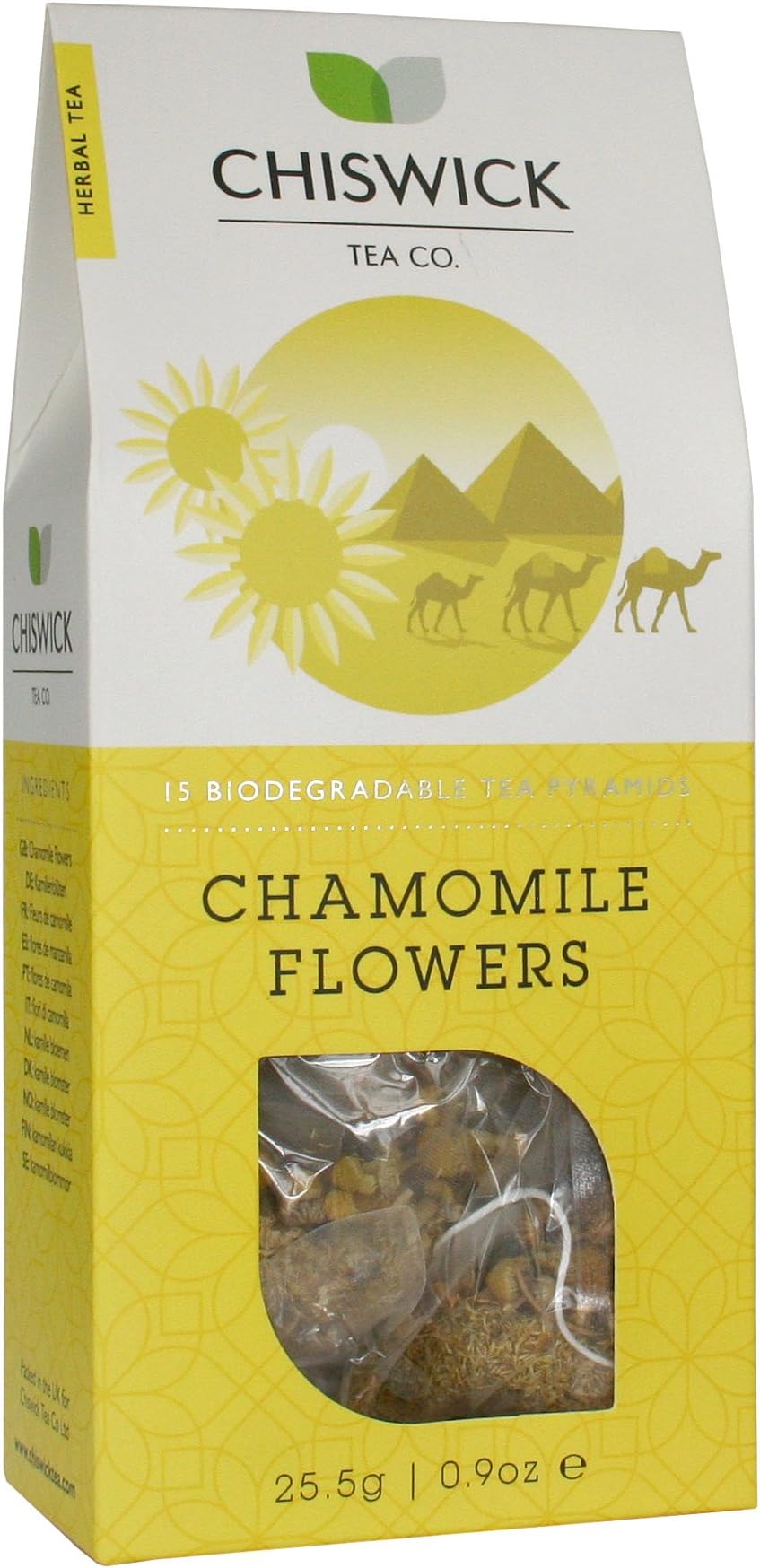 Chamomile Flowers Egyptian (Camomile) Premium Loose Leaf Herbal Tea - Chiswick Tea Co - 15 Teabags Box