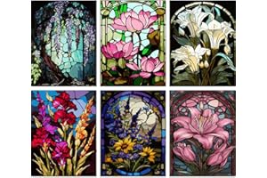 MXCFZX Flower Paint by Number for Adults/Beginner 6 Pack Beginner on Advanced Canvas Adult Paint by Numbers Kits,Easy Flowers Painting by Numbers,Acrylic Paint Crafts for Home Decor 10x14in