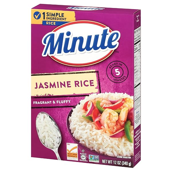 MINUTE JASMINE RICE, INSTANT JASMINE RICE FOR QUICK DINNER MEALS, 12 OUNCE BOX