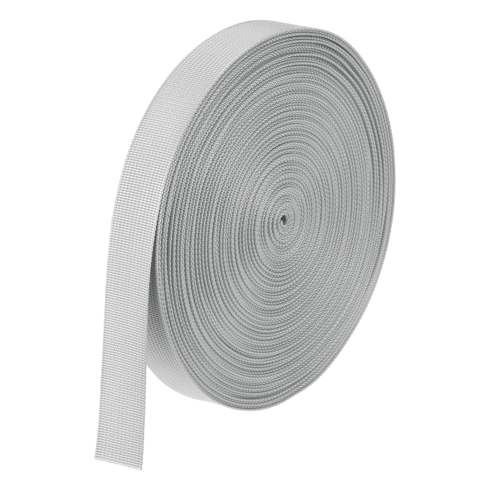 M METERXITY Flat Nylon Webbing Strap 1 Inch Wide 10 Yards Strong Nylon Strapping Upholstery Backpack Straps for Bags/Luggage/Cargo/Repairing/Indoor Outdoor [Light Gray, 1.1mm Thk]