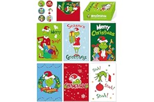 RINOLY Set of 30 Boxed Christmas Cards with Envelopes and Stickers, 6 Assorted Designs - Holiday Greeting Cards Bulk 4x6 inch