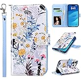 ULAK Compatible with iPhone 15 Pro Wallet Case with Card Holder, Flower Flip Case Wallet for Women Girls PU Leather Kickstand Wrist Strap Shockproof Phone Cover for iPhone 15 Pro 6.1", Forest