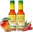 Elijah's Xtreme Mild Duo: Pineapple-Mango Habanero Hot Sauce & Roasted Jalapeño Hot Sauce Set - Made with Fresh Fruit for Vibrant Flavor and Heat (2-5oz bottles)
