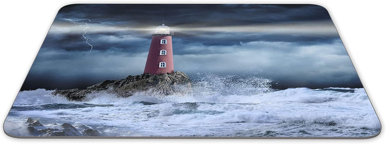 Destination Vinyl Ltd Stormy Lighthouse Mouse Mat Pad - Sea Ocean Storm Sailor Computer #12312, Multicolor, 23.5cm x 19.6cm x 5mm - Image 3