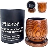 Charred Wood Bourbon Whiskey Glasses, Bourbon Gift for Dad or Boyfriend on Father's Day, Birthday, Christmas,Old Fashioned Glass,11OZ,coaster/cuplid,Wooden Bourbon Glass Gift for Men(1 Pack Charred)