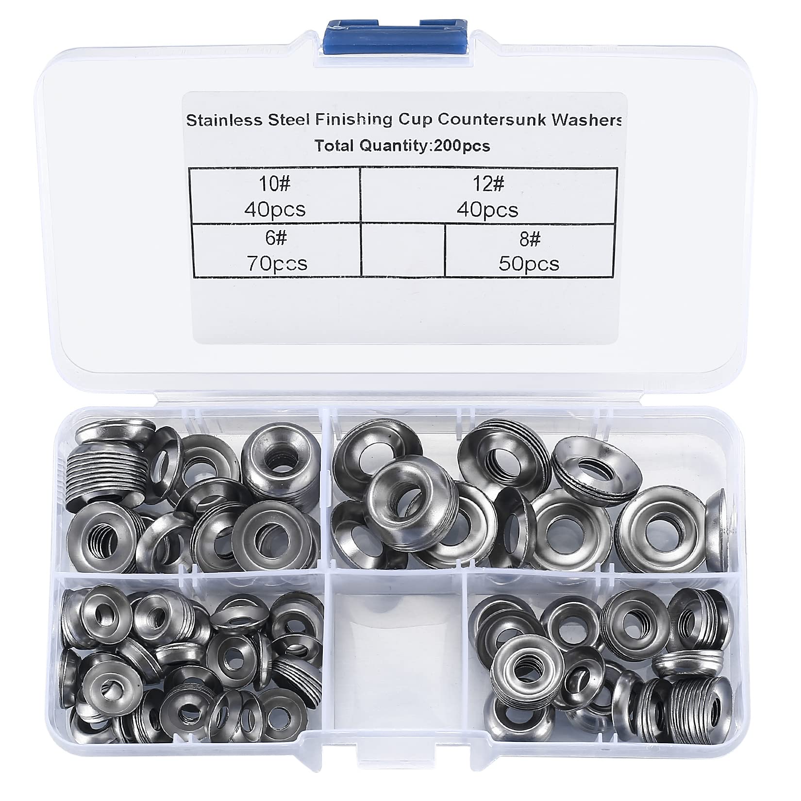 Stainless Steel Rosette Washers - 200 Pcs, Countersunk, Flat Head, 6# 8# 10# 12#