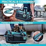 DURATECH 17" 32 Pocket Large Tool Bag Hard Base Wide Mouth 840D Heavy Duty view 6