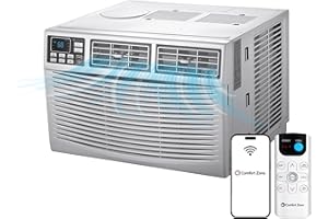 Comfort Zone Window Mounted Smart Wi-Fi Room Air Conditioner with Remote Control, 12,000 BTU, Digital Display, 4 Speed Settings, 4 Mode Settings, 24-Hour Timer, Sleep Setting, and Eco Mode, CZ12761