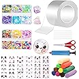 AooeDomi Nano Tape Bubble kit for Kids, Nano Double Sided Adhesive Tape Bubbles, Nano Tape Kit with Glitter, Clay and Decoratives Emoticon Stickers, DIY Party Activities Toys