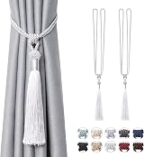 Pretty Jolly 2 Pack Long Tassel Curtain Tiebacks Silver Grey Rope Knot Drape