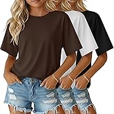 LessonZoo 3 Pack Girls' Half Sleeve Shirts Crew Neck Elbow Length Tops Casual Loose T Shirt Soft Basic Tee for Kids Aged 5-14