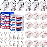 Nuogo 48 Pcs Baseball Party Favors Include 12 Baseball Gift Bags, 12 Bracelets, 12 Stress Balls, 12 Mini Keychain for Inspirational Team Party Supplies Gift Children Boy Girl