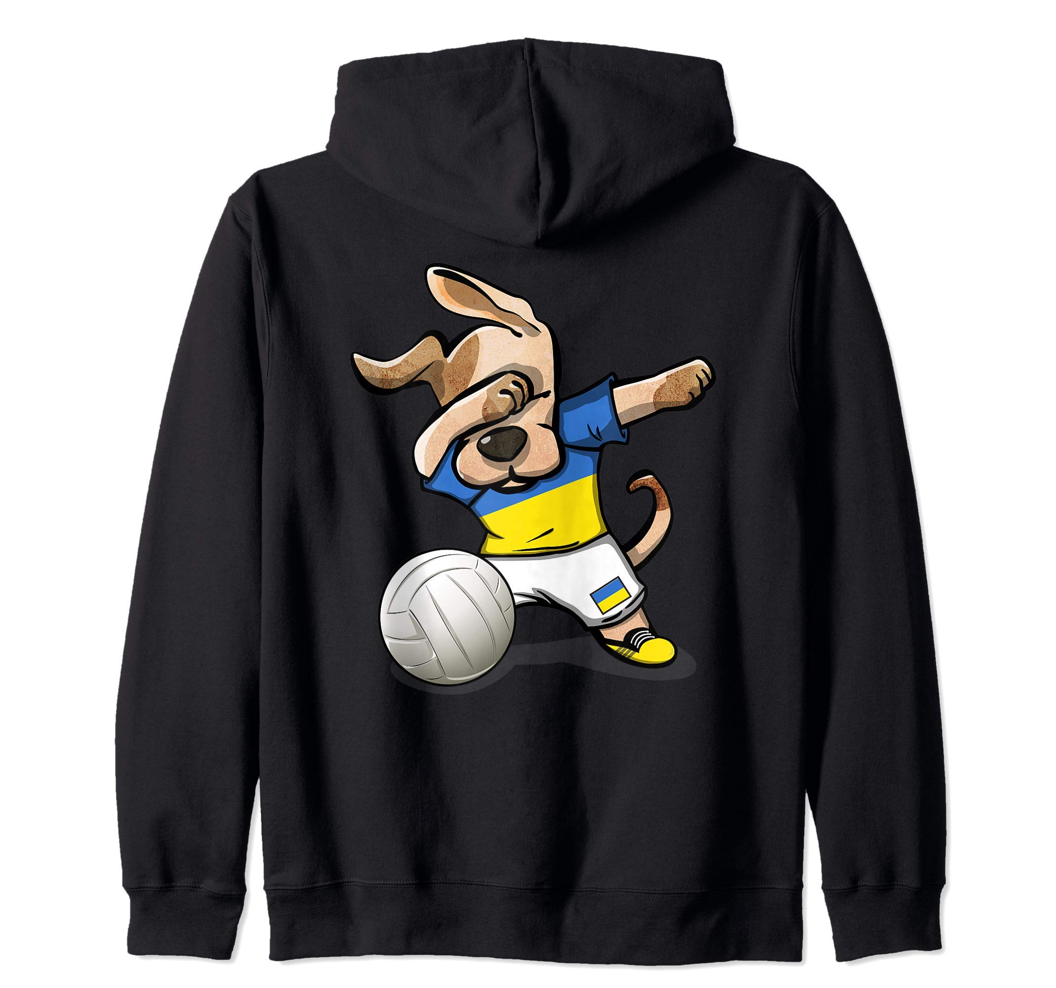 Dabbing Dog Proud Ukraine Volleyball Lovers - Ukrainian Flag Zip Hoodie