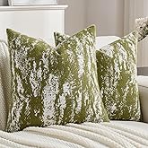 FUTEI Green Decorative Throw Pillow Covers 18x18 Inch Set of 2,Soft Faux Cashmere Ink Painting Pattern Cushion Case,Modern Home Decor for Couch Bed Living Room