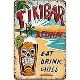 Zhocers Creative Metal Sign - 8x12 Inches Tiki Bar Personalized Sign - Great Gift for Friend - Hawaiian Backyard Oasis Outdoor Patio
