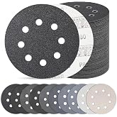 100PCS 5 Inch Sanding Discs Assortment, Wet Dry Hook and Loop Sandpaper | 8 Hole 80-5000 Mix Grit, Silicon Carbide, Orbital Sander Round Sand Paper, Water and Oil Resistant for Automotive Wood Metal