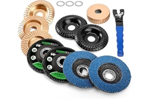 WORKEASE 14pcs Wood Carving Disc Set for 4 in 4.5 in Angle Grinder, Woodworking Grinding Wheels Kit with 7/8"-5/8" Arbor for Quick Rough Cutting Shaping Sanding Polishing