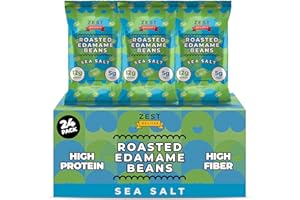 Edamame Beans Snack by Zest Delites, Crunchy Dry Roasted, Sea Salt, Healthy Snacks High Protein (12g), Gym & Workout, Vegan, Keto, Gluten Free, Low Carb, Office & Travel, Lunchbox Snack, 0.9oz 24 Pack