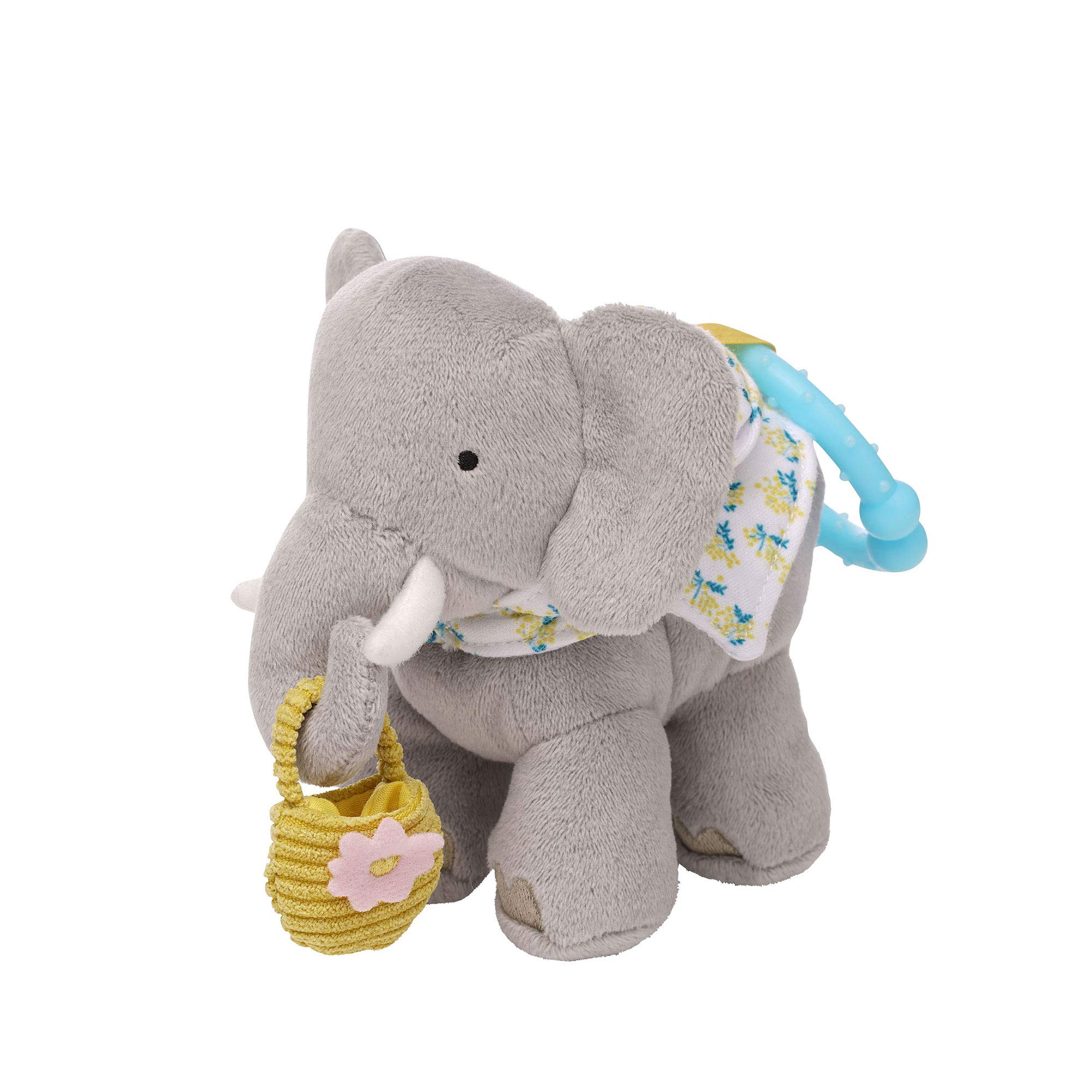 Manhattan Toy Fairytale Elephant Plush Baby Travel Toy with Chime, Crinkle Ears and Teether Clip-on Attachment