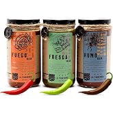 La Fundidora Trio Fresca, Fuego, Humo Salsas, Authentic Traditional Mexican Recipe, Smooth Homemade Spicy Dip, Fresh Small Batch - Variety 3 Pack