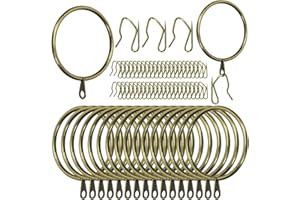 Swpeet 60Pcs 50mm/2" Inner Diameter Bronze Metal Curtain Ring with Pin-on Drapery Hooks Assortment Kit, Drape Sliding Eyelet 